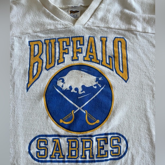 Vintage Buffalo Sabres 3/4 sleeve shirt -XL (fits like a LARGE) -Trench-80s/90s - Picture 6 of 10